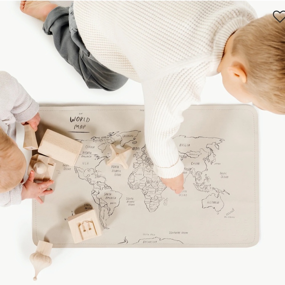 Gathre Micro World Map National Parks Leather Mat Changing Pad Placemat Kids